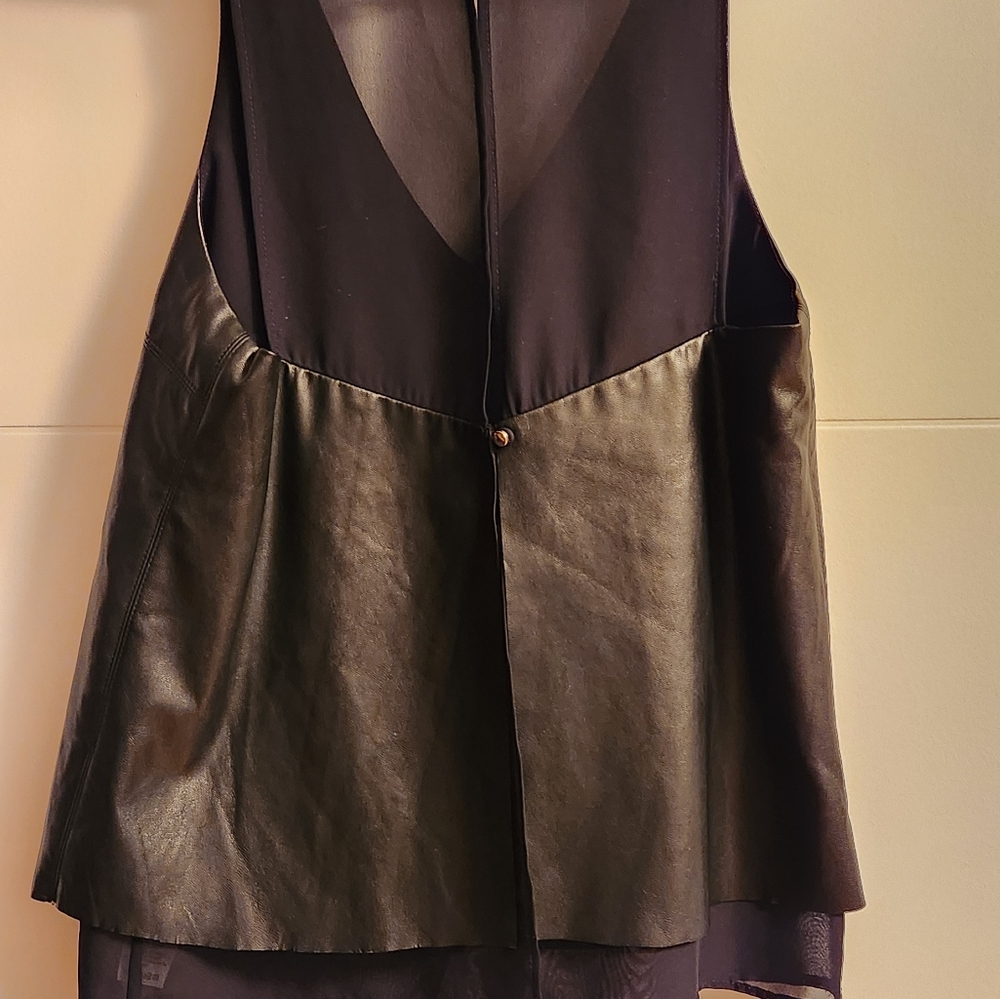 Black Leather and Sheer Vest